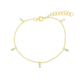 Baguette Diamond Drop Station Bracelet, 14k yellow gold - URBAETIS Fine Jewelry