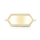 Diamond Pave Engravable Ring, 14k yellow gold - URBAETIS Fine Jewelry