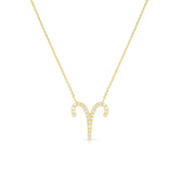 Aries Diamond Zodiac Sign Necklace, 14k yellow gold - URBAETIS Fine Jewelry