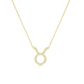 Diamond Taurus Zodiac Necklace, 14k yellow gold - URBAETIS Fine Jewelry