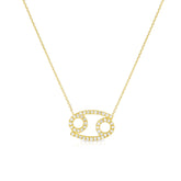 Diamond Cancer Zodiac Sign Necklace, 14k yellow gold - URBAETIS Fine Jewelry