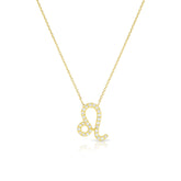 Diamond Leo Zodiac Sign Necklace, 14k yellow gold - URBAETIS Fine Jewelry