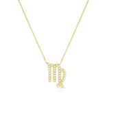 Diamond Virgo Zodiac Sign Necklace, 14k yellow gold - URBAETIS Fine Jewelry