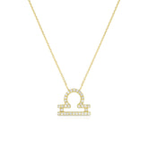 Diamond Libra Zodiac Sign Necklace, 14k yellow gold - URBAETIS Fine Jewelry