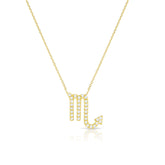 Diamond Scorpio Zodiac Sign Necklace, 14k yellow gold - URBAETIS Fine Jewelry