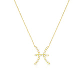 Diamond Pisces Zodiac Sign Necklace, 14k yellow gold - URBAETIS Fine Jewelry