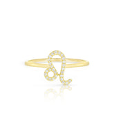 Diamond Leo Zodiac Sign Ring, 14k yellow gold - URBAETIS Fine Jewelry