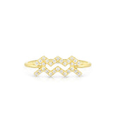 Diamond Aquarius Zodiac Sign Ring, 14k yellow gold - URBAETIS Fine Jewelry