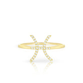 Diamond Pisces Zodiac Sign Ring, 14k yellow gold - URBAETIS Fine Jewelry