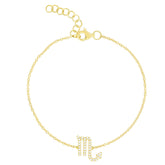 Diamond Scorpio Zodiac Sign Bracelet, 14k yellow gold - URBAETIS Fine Jewelry