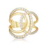 Diamond Open Crossover Ring, 14K Yellow Gold- URBAETIS Fine Jewelry