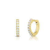 Small 9mm Pave Diamond Huggies, 14k yellow gold - URBAETIS Fine Jewelry