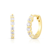 Graduated Diamond Single Prong Huggies, 14k yellow gold- URBAETIS Fine Jewelry