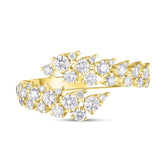 Pear and Round Diamond Bypass Ring, 14K Yellow Gold- URBAETIS fine Jewelry
