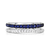 Diamond and Sapphire Double Wave Band, 14k white gold - URBAETIS Fine Jewelry