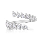 Marquise and Pear Diamond Illusion Wrap Ring, 14k white gold - URBAETIS Fine Jewelry