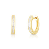 Channel Set Baguette Huggies, 14k yellow gold - URBAETIS Fine Jewelry