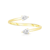 Open Bypass Diamond Pear Ring, 14K Yellow Gold - URBAETIS Fine Jewelry