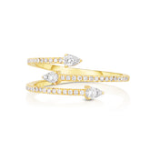 Diamond Pear and Pave Ring, 14K Yellow Gold- URBAETIS Fine Jewelry