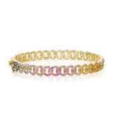 Rainbow Sapphire Curb Link Bangle, 14k yellow gold - URBAETIS Fine Jewelry