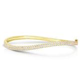 Diamond Curved Bangle, 14k yellow gold - URBAETIS Fine Jewelry