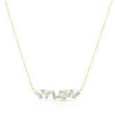 Baguette and Round Diamond Bar Necklace, 14k yellow gold, 9 diamonds, 0.19 carats - URBAETIS Fine Jewelry