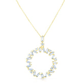 Baguette and Round Diamond Circle Pendant, 14k yellow gold, 27 diamonds totaling 0.56 carats - URBAETIS Fine Jewelry