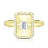 Fluted Baguette and Pave Diamond Ring, 14k yellow gold, 0.2 carats - URBAETIS Fine Jewelry