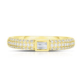 Three Row Pave Band with Baguettes, 14K Yellow Gold- URBAETIS Fine Jewelry