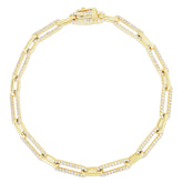 Gold and Diamond Long Link Chain Bracelet, 14k yellow gold, 1.32 carats - URBAETIS Fine Jewelry