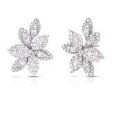 Pave Diamond Flower Earrings, 14k white gold- URBAETIS Fine Jewelry