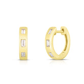Inlay Baguette Diamond Huggies, 14k yellow gold - URBAETIS Fine Jewelry