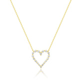 Graduated Diamond Single Prong Heart Necklace, 14K Yellow Gold- URBAETIS Fine Jewelry