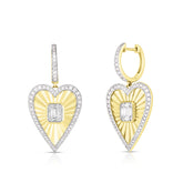 Fluted Emerald Illusion Heart Earrings, 14K Yellow Gold- URBAETIS Fine Jewelry