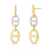 Diamond Mariner Drop Earrings, 14K Yellow Gold- URBAETIS Fine Jewelry