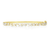 Baguette and Round Diamond Bangle, 14K Yellow Gold- URBAETIS Fine Jewelry