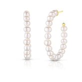 Freshwater Pearl Hoops, 14K Yellow Gold- URBAETIS Fine Jewelry