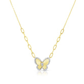 Fluted Pear Illusion Diamond Butterfly Necklace, 14K Yellow Gold- URBAETIS Fine Jewelry