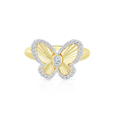 Fluted Pear Illusion Diamond Butterfly Ring, 14K Yellow Gold- URBAETIS Fine Jewelry