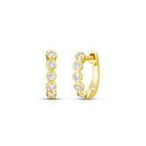Bezel Set Diamond Huggies, 14K Yellow Gold- URBAETIS Fine Jewelry