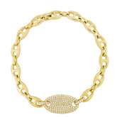 Diamond Mariner Link ID Bracelet, 14k yellow gold - URBAETIS Fine Jewelry