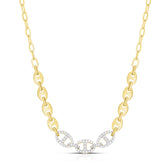 Gold and Diamond Mariner Link Necklace, 14k yellow gold - URBAETIS Fine Jewelry