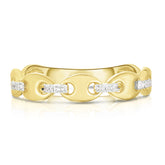 Gold Mariner Ring with Diamond Links, 14k yellow gold - URBAETIS Fine Jewelry