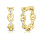 Gold Mariner Hoops with Diamond Links, 14k yellow gold - URBAETIS Fine Jewelry
