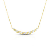 Twisted Gold and Diamond Bar Necklace, 14k yellow gold - URBAETIS Fine Jewelry