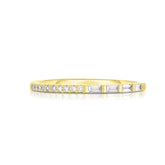 Half Round Half Baguette Diamond Band, 14K Yellow Gold- URBAETIS Fine Jewelry
