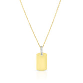 Diamond Bale Dog Tag Necklace, 14K Yellow Gold- URBAETIS Fine Jewelry