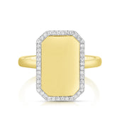 Diamond Border ID Ring, 14k Yellow Gold-URBAETIS Fine jewelry