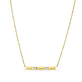 Gold and Diamond Pyramid Bar Necklace, 14K Yellow Gold- URBAETIS Fine Jewelry