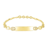 Puffed Mariner and Diamond ID Bracelet, 14K Yellow Gold- URBAETIS Fine Jewelry